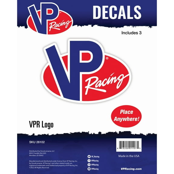 VP Racing Logo Decals - Set of 3 VP Racing Fuels Red Blue Logo 5" & 3" Vinyl Car Stickers for Window Truck Bumper Laptop Gas Can