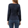 thumbnail image 3 of INSPIRE CHIC Women's Fashion Long Sleeve Casual Office Irregular V Neck Blouse XS Dark Blue, 3 of 6