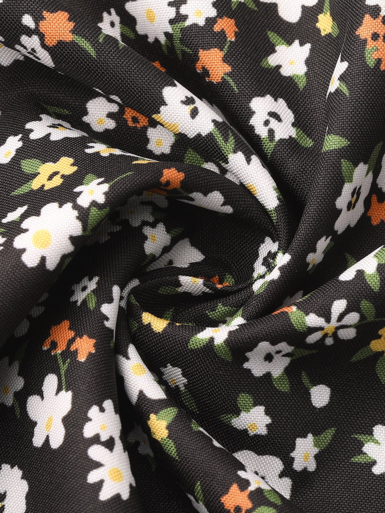 DARING DIVA Women's Elastic Waist A-Line Floral Print Midi Skirt S Black Flower