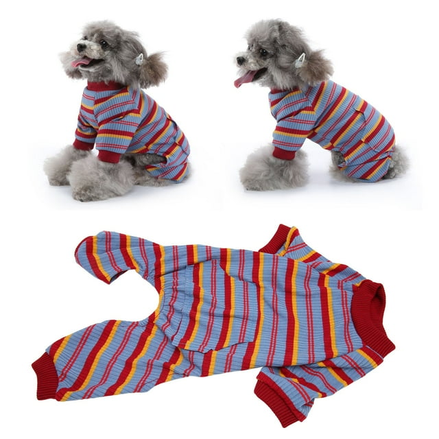 Pijama para Perro a Rayas Clásico 4 Patas Camiseta para Perro Material Suave y Cómodo Disfraces para Perros Ropa Elástica para Perros Uso Diario Ropa de Dormir para ANGGREK Otros