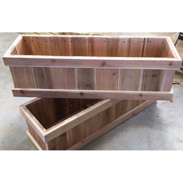 36 Inch Western Red Cedar Rectangle Planter Box Walmart