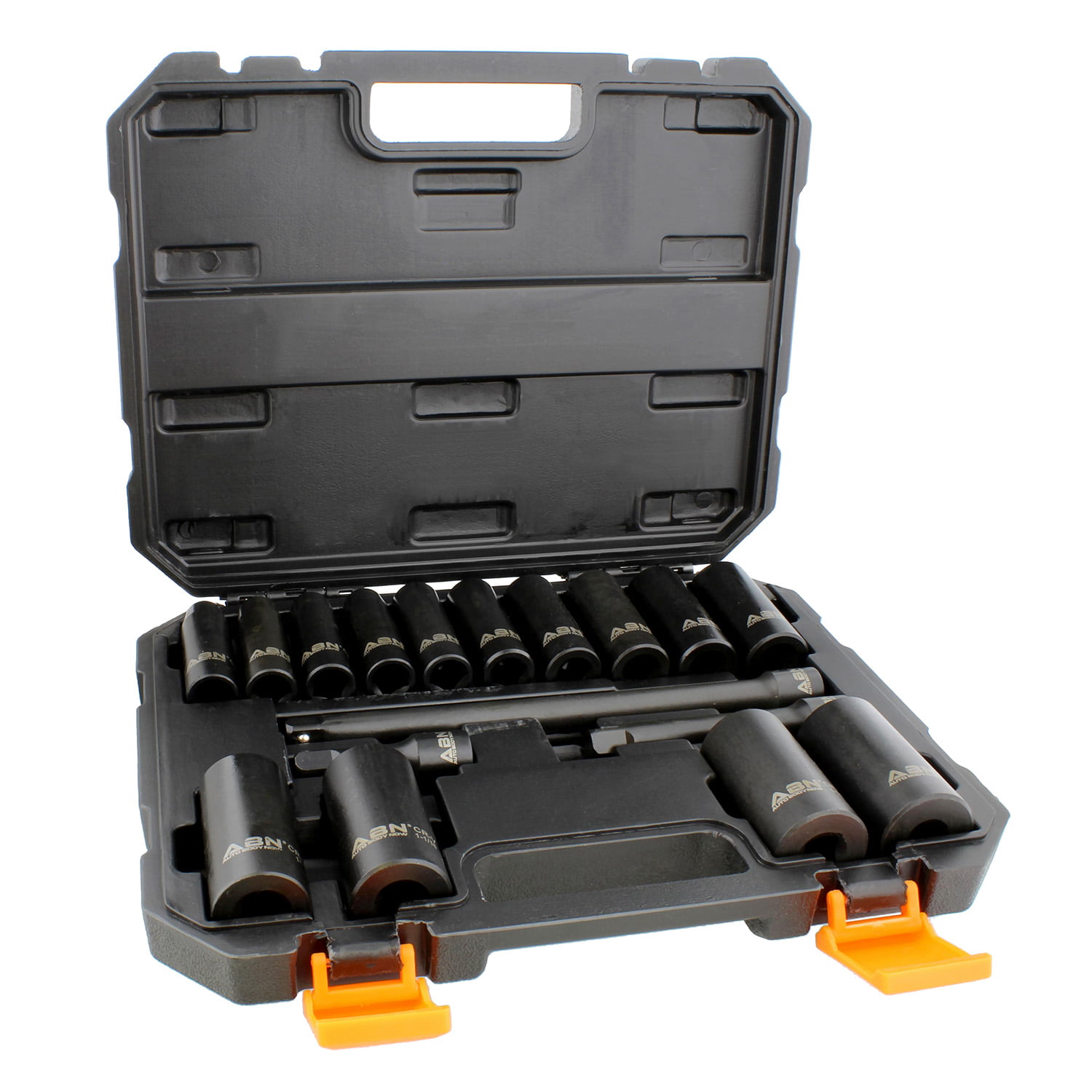 KATSU 1/2 Impact Deep Socket Set 10Pcs 10-24mm Drive Cr-Mo Steel for Automotive and DIY Tasks Carrying Case