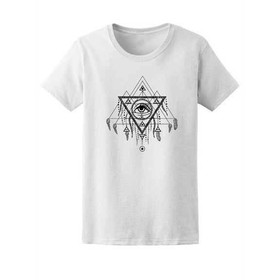 Vintage Tribal Eye And Triangles T-Shirt Women -Image by Shutterstock, Female Large