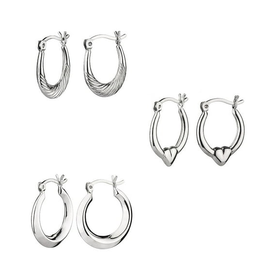 Sterling Silver Huggie Hoop Earrings Set of 3 Small Hoops