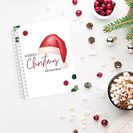 Merry Christmas Gift Card Book 5.12 x 7.09 in Spiral Bound Holiday Card Organizer White Santa Hat Design bldnkj