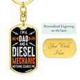 thumbnail image 3 of I'm a Dad And a Diesel Mechanic Swivel Keychain Dog Tag Stainless Steel or 18k Gold, 3 of 10