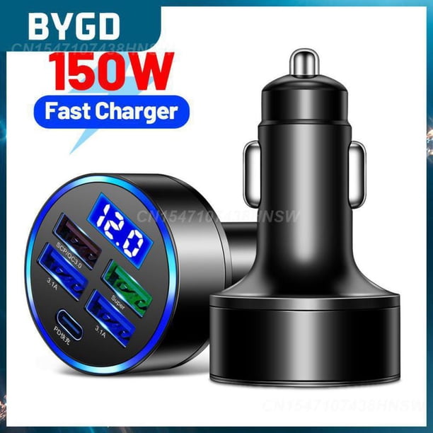Universal On-board Charger Led Digital Display Portable Multifunctional Scp Fast Charging Durable Five-in-one Vehicle Charging1 pcsChina He Qiyong unisex