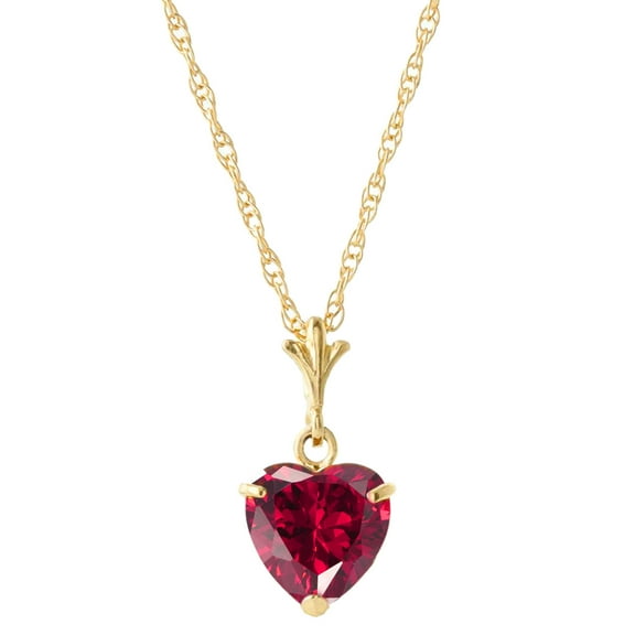 Galaxy Gold 14k 18" Solid Gold Necklace 1.45 ct (CTW) Heart-Shaped Ruby