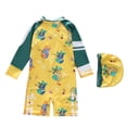 thumbnail image 7 of Gelikeya Toddler Baby Boys Swimsuit Summer Beach Rash Guard Swimwear Long Sleeve One Piece Sunsuit with Hat 1-8Y Green 4-5 Years, 7 of 7