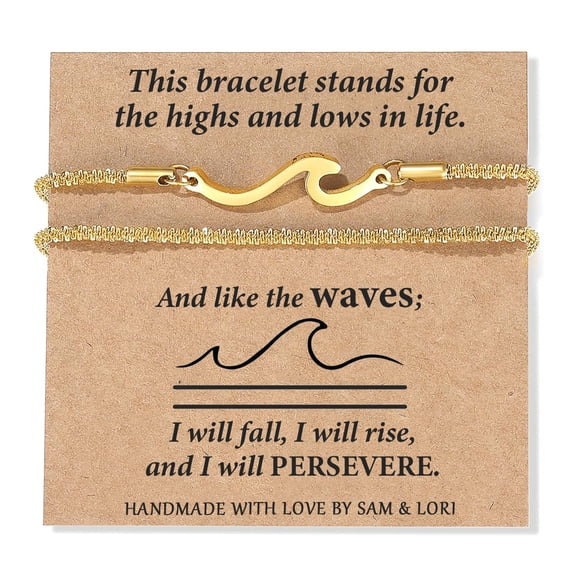 Sunyuer Birthday Gifts for Women, 14K Gold Plated Wave Bracelets Dainty Birthday Gifts for Mom Daughter and Friend