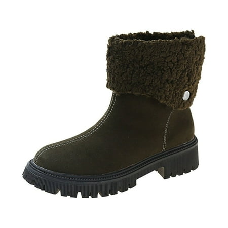 

fvwitlyh Ankle Boots for Women Winter Elegant Boots Women Ladies British Style Solid Color Suede Warm Thick Heel Fashion Womens Winter Snow Boots Plaid