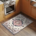 thumbnail image 3 of Beige Boho Entryway Rug 2x3 Area Rug Washable Indoor Doormat Small Bathroom Rugs Non-Slip Low Pile Accent Throw Rugs Ethnic Tribe Chic Elegant Pink Floor Carpet for Kitchen Bedroom Entrance, 3 of 9