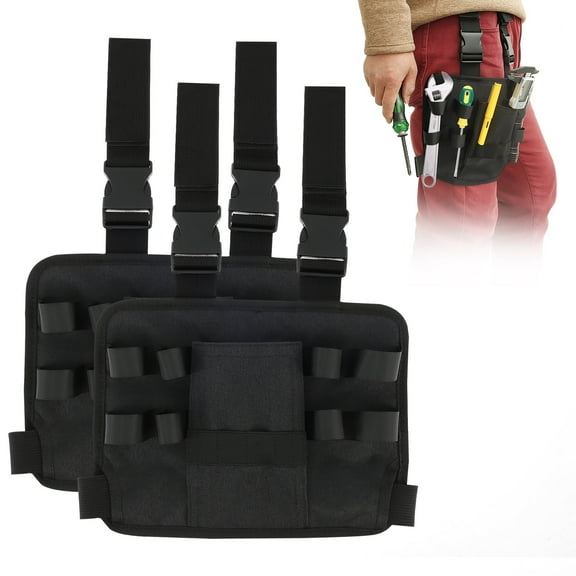 AEVXKHI 2PCS Oxford Cloth Tool Belt Bag, Multiple Pockets Utility Belt Pouch, Electrician Tool Pouch with Adjustable Strap for Electrician Gardener