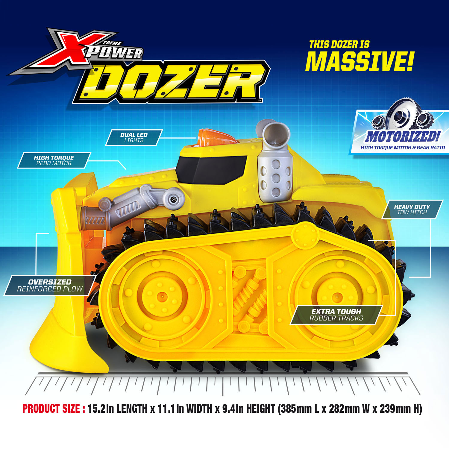 Xtreme Power Dozer - Motorized Extreme Bulldozer Toy Truck for Toddler Boys & Kids Who Love Construction ToysPlow Through Dirt, Toys, Wood, Rocks-Indoor & Outdoor Play-Spring Summer Fall Winter - image 2 of 9