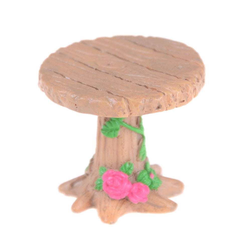 3Pcs Floral Table Chairs Miniature Landscape Fairy Garden Dollhouse Decor New 
