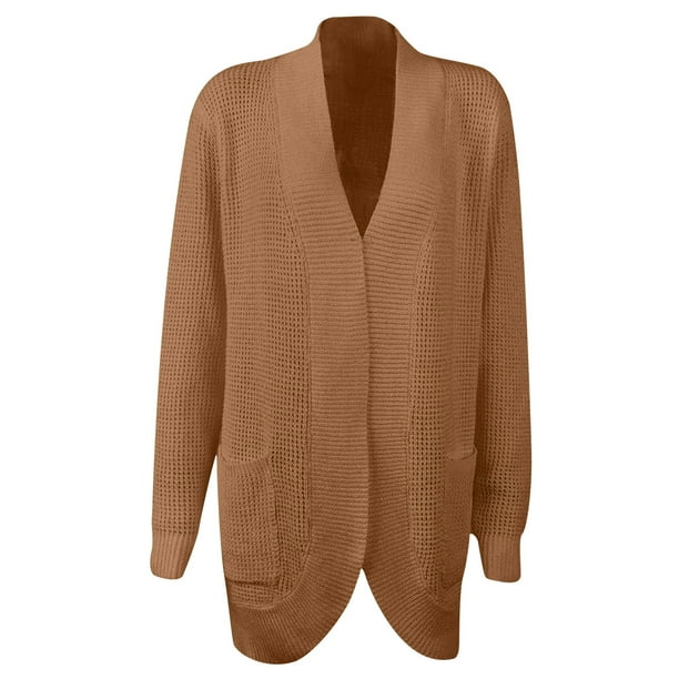 Awdenio Women Casual Soild Long Sleeve Pocket Plush Long