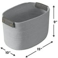 thumbnail image 5 of 3 Pack Woven Cotton Rope Shelf Storage Basket with Leather Handles, Baby Nursery Storage Bin Organizers, Closet Shelf Storage - 15 x 10 x 9, 5 of 5