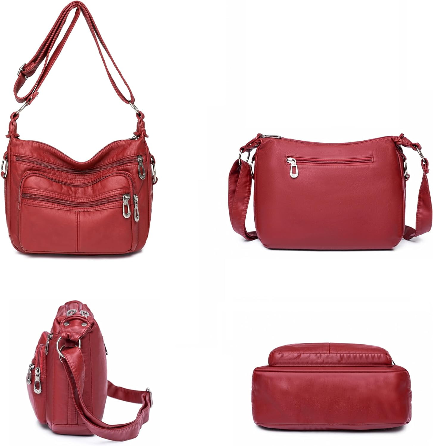 Tote Shoulder Handbags for Women, Soft Leather Crossbody Adjustable Handle Purse with Zip Closure for Shopping Travel