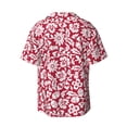 thumbnail image 2 of Wukai Red Flowers Men's Casual Short-Sleeve Button Down Shirt - Lightweight Summer Dress Shirt for Daily Wear-, 2 of 7
