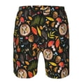 thumbnail image 3 of Honeii's Owl And Leaves Print Men's Casual Shorts with Drawstring，Swim Trunks Quick Dry Beach Shorts, 3 of 5