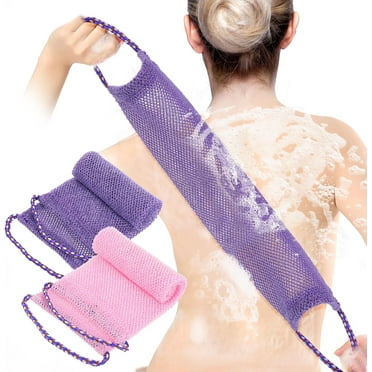 2 Pieces African Exfoliating Net, African Net Sponge Exfoliating Back Scrubber for Shower African Long Net Shower Sponges Exfoliating Loofahs for Women Men Body Washing Accessories