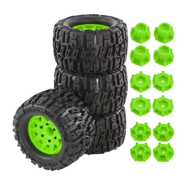 4x juego de neumáticos de rueda RC, buen agarre, 125mm de diámetro, piezas de repuesto, neumáticos de Rally para vehículos de control remotopara 1:10, Verde