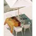 thumbnail image 3 of 60x102 Inch Outdoor Tablecloth with Umbrella Hole Zipper Rectangle Floral Orange Rectangular Tablecloths Outside Waterproof Multicolor Striped Decadent Botanical Flower Patio Table Cover for Picnic, 3 of 8
