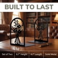 thumbnail image 2 of REGALWOVEN Decorative Floral Metal Bookends, Flower Design Book Ends for Shelves, Non-Skid Book Stopper for Home & Office, 2Pcs Black Style B 4.7"L x 3.5"W x 7"H, 2 of 6