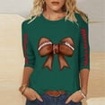 thumbnail image 1 of Ounisa T-Shirts à Manches 3/4 pour Femmes Col Rond Imprimé Football Coupe Ample Décontractée Printemps Été Jour de Match Usage Quotidien Mode Hauts P-5TG, 1 of 5