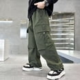 thumbnail image 2 of Bovxnpu Boys Pull on Cargo Pants Hiking Sports Pants Cargo Straight Leg Boys Loose Versatile Casual Outer Comfortable Sweatpants Pants, 2 of 6