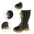 thumbnail image 5 of GJSYRH Girls Lace Up Riding Boots Flat Thick Sole Non Durable PU Leather Comfortable Walking Footwear For Kids BK1 3-3.5 Years, 5 of 9