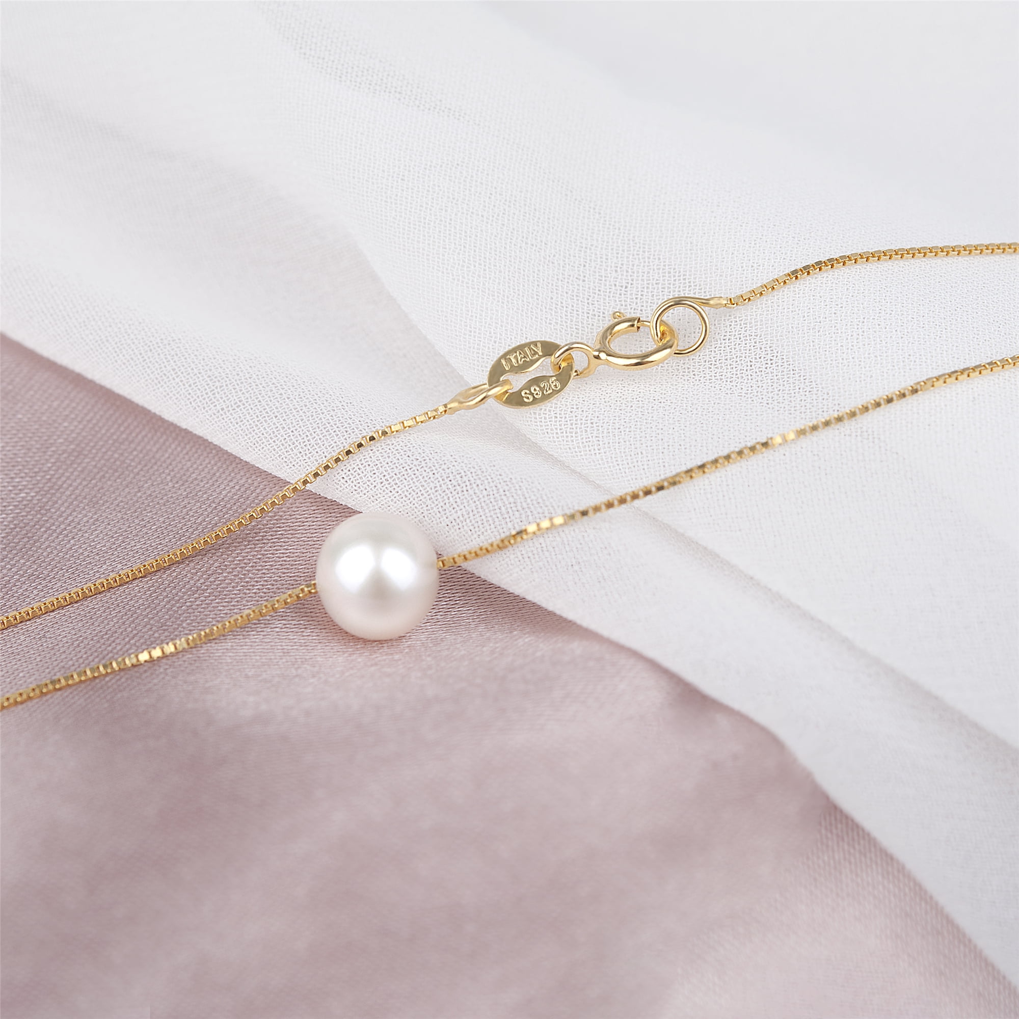 Anavia Sterling Silver Pearl Necklace Christmas Gifts for Daughter, Mom to Daughter Necklace Jewelry Gift, Granddaughter Niece Necklace Gifts for Christmas-[White Pearl + Gold Chain]