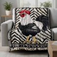 thumbnail image 2 of Black White Vintage Rooster Blanket Soft Cozy Warm Twin Blanket for Bed, Plush Fuzzy Flannel Fleece Blankets for Sofa, Boho Pastoral Animals Throw Blankets for Couch, Gifts for Men, 60"x80", 2 of 9