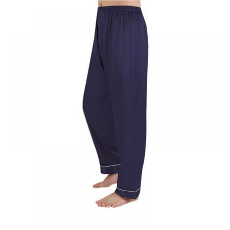 

Satin Pajamas Men Single Trousers Autumn and Winter Home Navy Blue XL