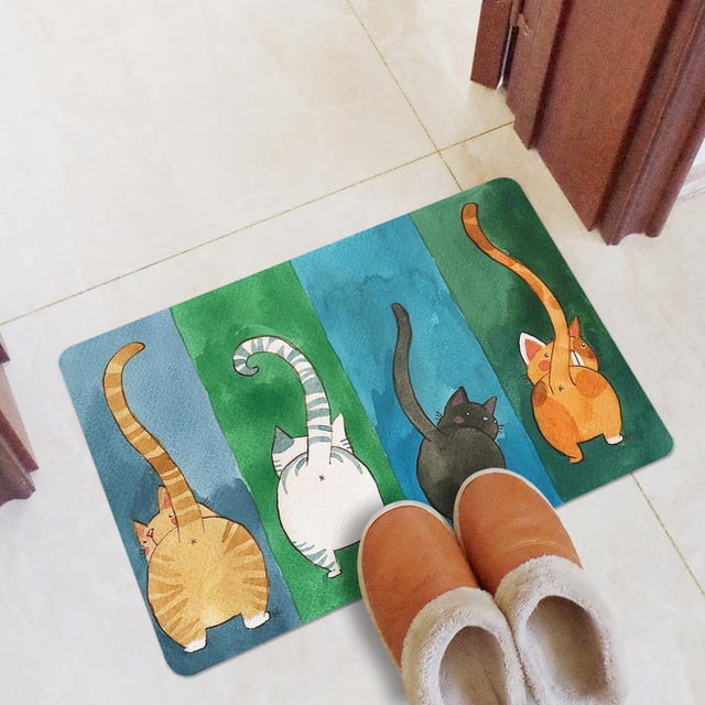 Asixx Tapete para la Puerta, tapete de Entrada Antideslizante de Felpudo para Gatos, para Interiores y Exteriores, Hecho de Caucho Natural y poliéster Premium (45 * 70cm) Baño Octpeak NO