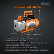 Elitech 7 CFM HVAC Vacuum Pump with External Micron Gauge, 3/4 HP Dual-Stage Rotary Vane Pump, 4 Touchscreen & App, Fast Evacuation for AC, Refrigeration, Mini Split, R12/R22/R134a/R410a- SVP-7 Pro