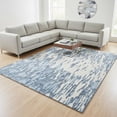 thumbnail image 2 of HomeRoots 675149 9 x 12 ft. Denim Blue & Ivory Abstract Transitional Washable Machine Made Rectangle Area Rug with UV Protection, 2 of 9