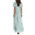 thumbnail image 6 of EANJE Casual Dresses for Women Casual Dressy Short Sleeve V Neck Vacation Beach Dress Plus Size Floral Maxi Garden Dresses Mint Green S, 6 of 7