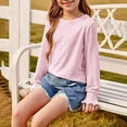 thumbnail image 5 of Efsteb Girls Long Sleeve Shirts Round Neck Cuffs Shrink Long Sleeved Pullover Top Casual Comfy Cute Tops Solid Color Loose Fashion Blouses (Pink,5 Years), 5 of 9