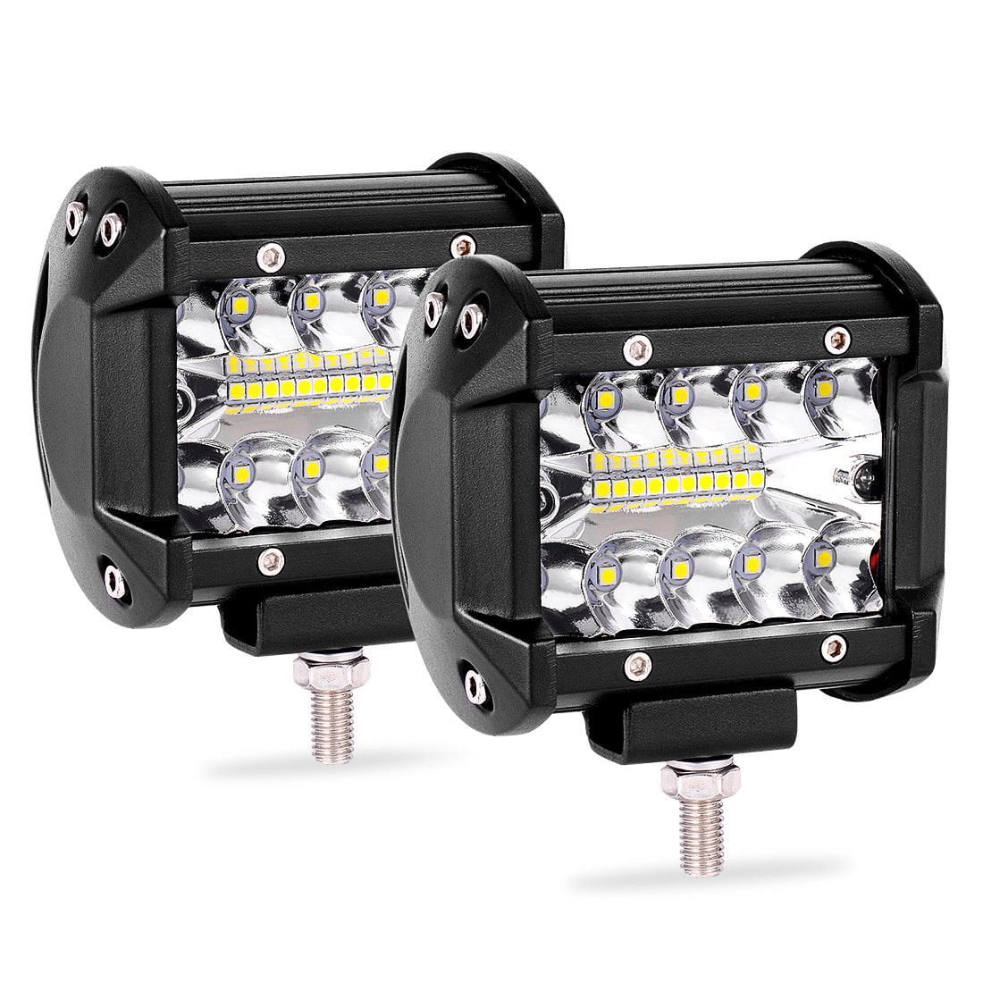 2X 3inch 16W Flood LED Work Light Square Cube Pods Offroad Fog 4WD Bumper 