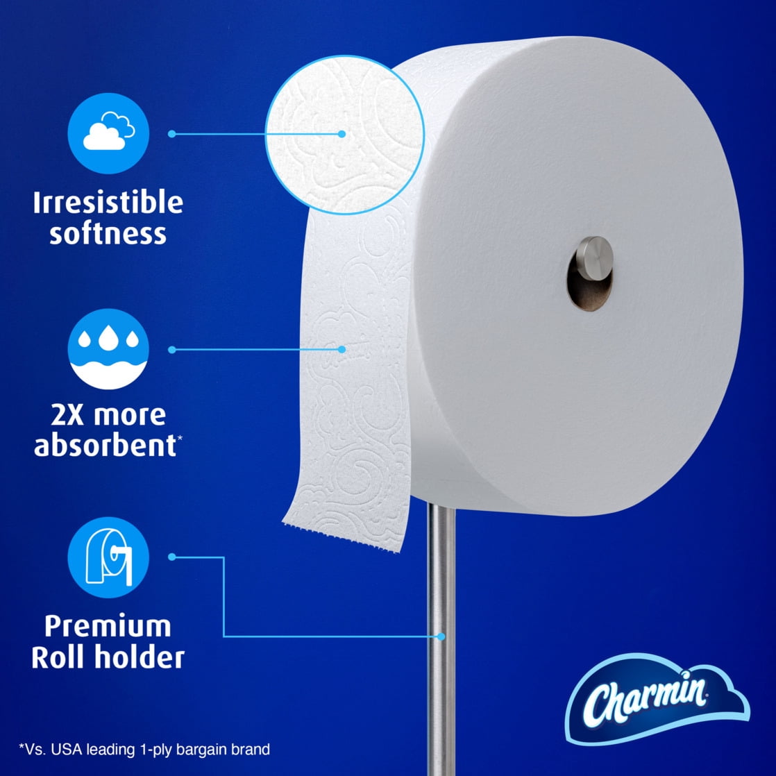 Charmin Ultra Soft Toilet Paper, Forever Roll Starter Kit, 1 Holder, 2 Rolls, 2-Ply Bath Tissue