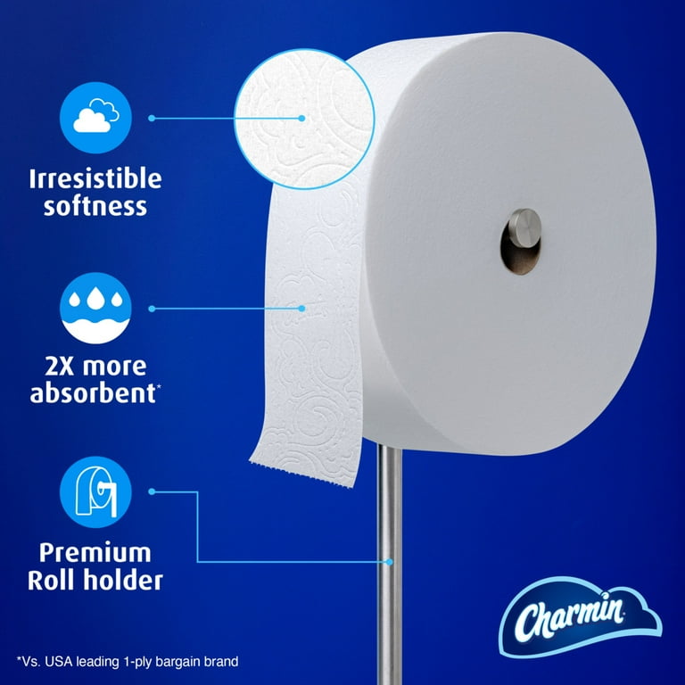 Charmin Toilet Paper Ultra Soft, Forever Roll Starter Kit, 1 Holder, 2 Rolls, 2-Ply Bath Tissue