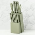 thumbnail image 5 of Basic Essentials 12 Piece Stainless Steel Kitchen Knife Set with Wood Block, Sage Green, 5 of 13