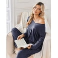 thumbnail image 2 of Ekouaer Womens 2 Pack Pajama Sets Long Sleeve Leopard Top with Pants Pjs Black Sleepwear Soft Lounge Sets, 2 of 6