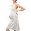 thumbnail image 1 of QIUOMBBP Robes de Maternité pour Femmes Sans Manches à Bretelles Spaghetti Robe Midi en Modal avec Soutien-Gorge Intégré Ample Tenue de Nuit de Grossesse Blanc m, 1 of 1