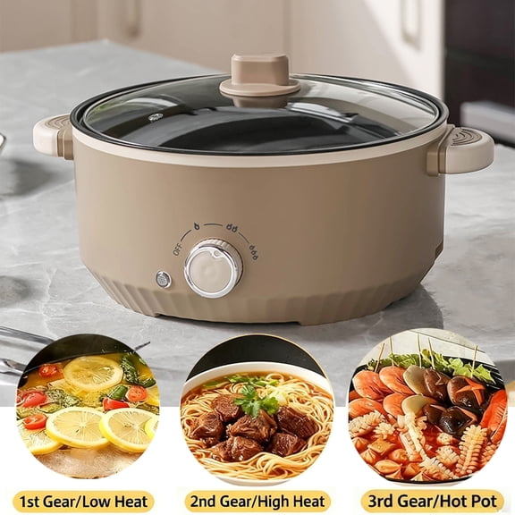 Electric Hot Pot, 3L Large Capacity Non-Stick, 3 Power Levels,Multifunctional Ramen Cooker Rapid Noodles Electric Cooker, for Boiling Stewing Hotpot Pots Electric Cooking Ramen Cooker