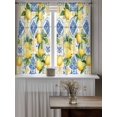 thumbnail image 4 of Botanical Lemon Curtains 45 Inch Length, Sheer Curtains for Bedroom Living Room Window Spring Countryside Floral Blue Tile Rod Pocket Voile Drapes Kitchen Curtains Small Half Window 42"x45" 2 Panels, 4 of 6