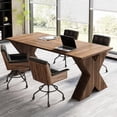thumbnail image 3 of Tribesigns 63" Executive Desk, Modern Wood Large Office Computer Desk for Home Office, Brown, 3 of 7