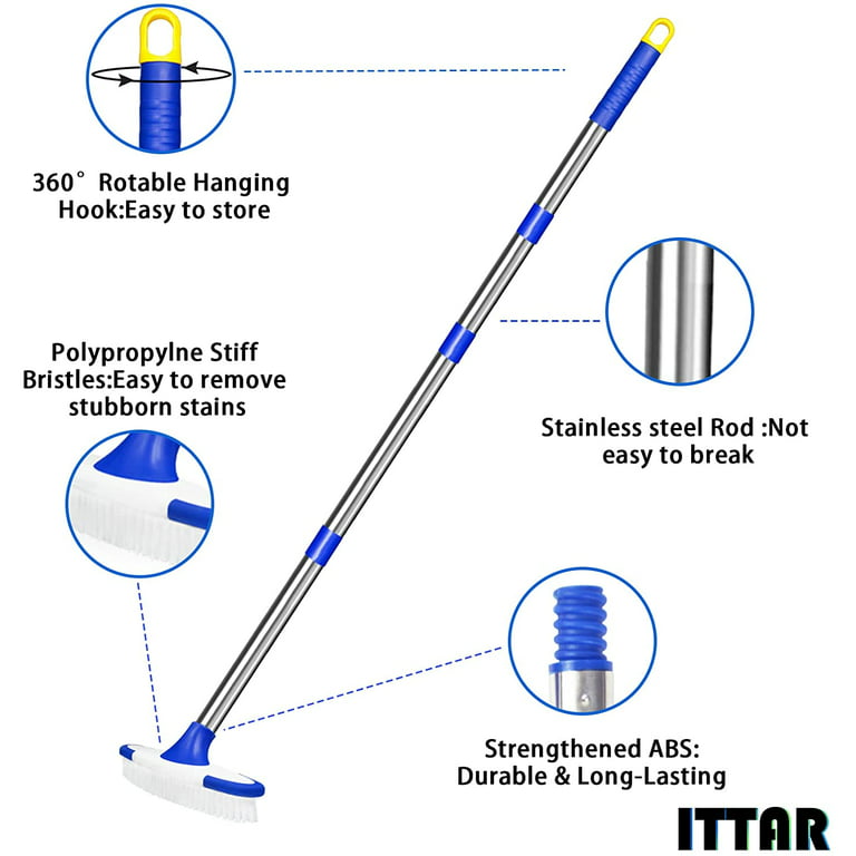 ITTAR Scrub Brushes for Cleaning, Floor Scrub Brush with Long Handle & –  ittar