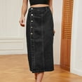 thumbnail image 6 of Women's Jeans Skirt Button Down High Waist Split A-line Casual Slim Fit Midi Skirts Denim Skirt for Women Carpenter Skirt, 6 of 8